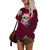 New casual sexy personality skull long-sleeved top