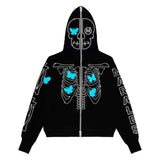 Halloween Y2K trendy rhinestone loose hooded cardigan sweatshirt