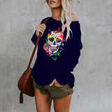 New casual sexy personality skull long-sleeved top