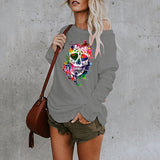 New casual sexy personality skull long-sleeved top