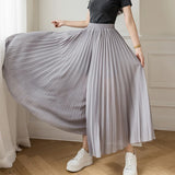 Women Elegant Chiffon High Waist Wide Leg Pants Casual Korean Fashion Pleated Loose Trousers Clothes Comodi Pantalones De Mujer