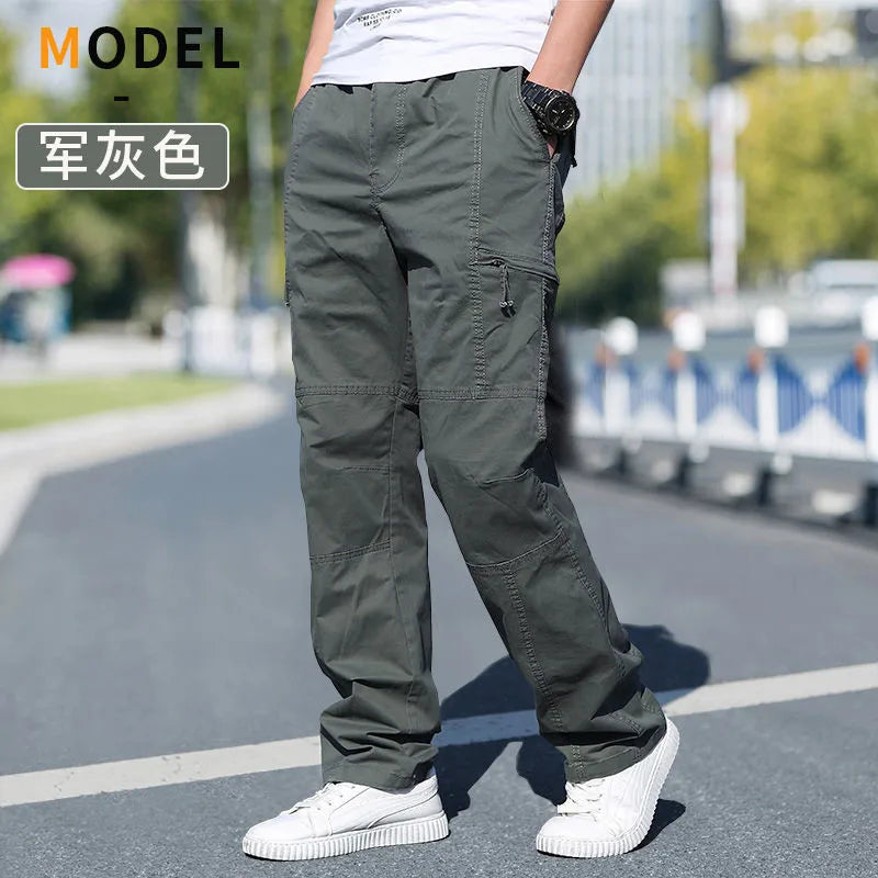 New Cargo Pants Men's Loose Straight Oversize Clothing Solid Grey Versatile Work Wear Black Joggers Cotton Casual Male Trousers