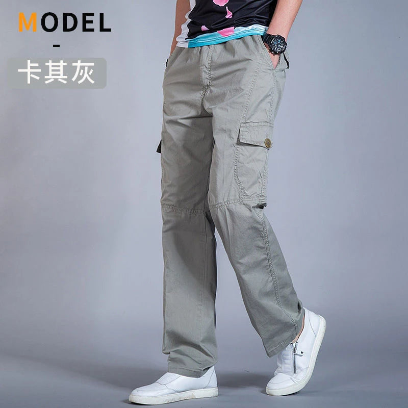 New Cargo Pants Men's Loose Straight Oversize Clothing Solid Grey Versatile Work Wear Black Joggers Cotton Casual Male Trousers