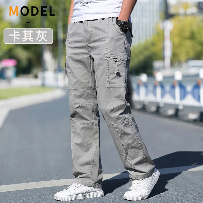 New Cargo Pants Men's Loose Straight Oversize Clothing Solid Grey Versatile Work Wear Black Joggers Cotton Casual Male Trousers