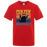 Pew Pew Madafakas Tshirt Men Short Sleeve Novelty Funny Cat T Shirt Cotton Oversize Tops Shirts Tee T-Shirt Crew Neck Streetwear