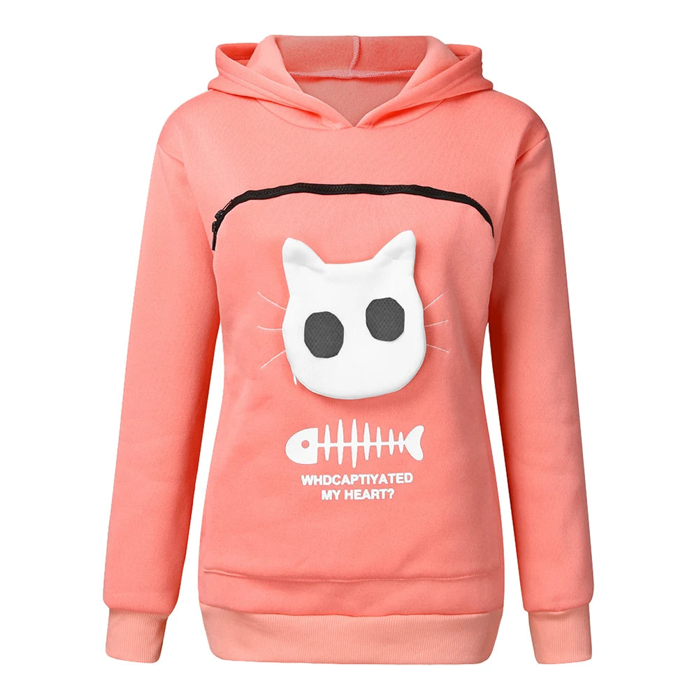 Sweatshirt Cat Lovers Hoodie Dropshipping Kangaroo Dog Pet Paw Pullovers Cuddle Pouch Sweatshirt Pocket Animal Ear Hooded Plus