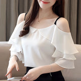 Fashion Blouses Woman Off Shoulder Top Women Blouses White Chiffon Blouse Women Camisas Mujer Womens Tops And Blouses