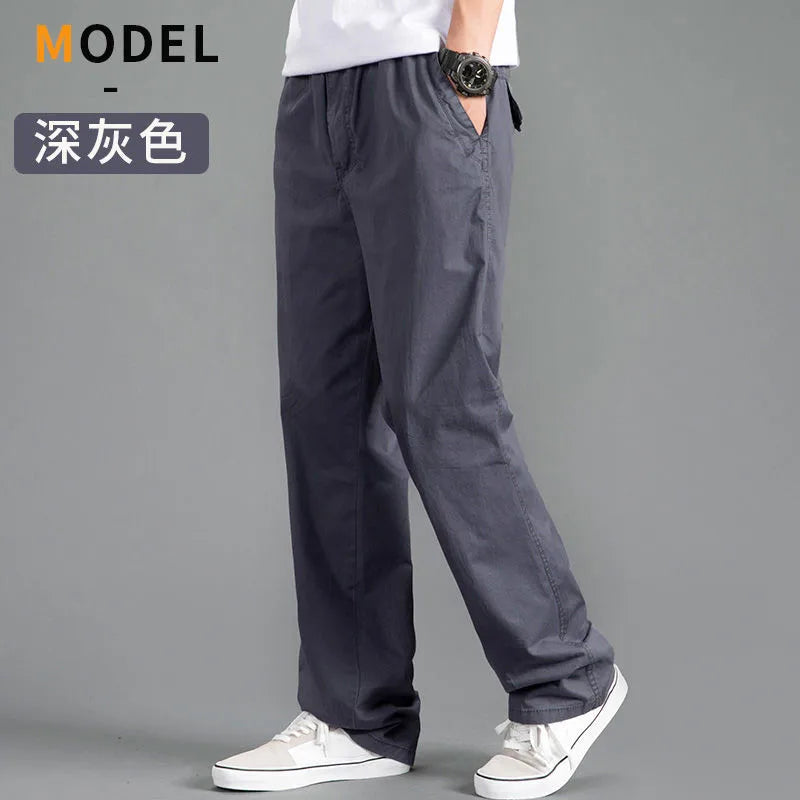 New Cargo Pants Men's Loose Straight Oversize Clothing Solid Grey Versatile Work Wear Black Joggers Cotton Casual Male Trousers