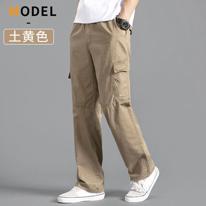 New Cargo Pants Men's Loose Straight Oversize Clothing Solid Grey Versatile Work Wear Black Joggers Cotton Casual Male Trousers