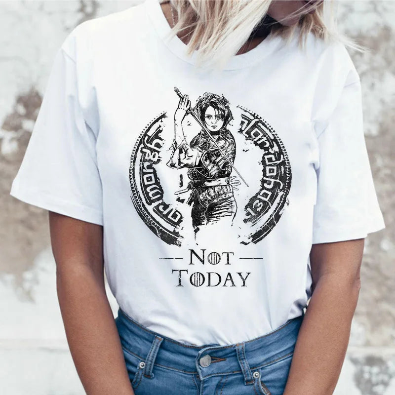 Valar Morghulis not today t shirt tshirt women female top tee t-shirt shirts femme hip hop 90s streetwear clothes summer new