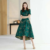 Vestidos Women Fashion Swallow Tail Dress Party Floral Elegant Jacquard Lady Celebrity-inspired Clothes