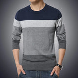 Autumn Casual Men's Sweater O-Neck Striped Slim Fit Knittwear Mens Sweaters Pullovers Pullover Men Pull Homme M-4XL