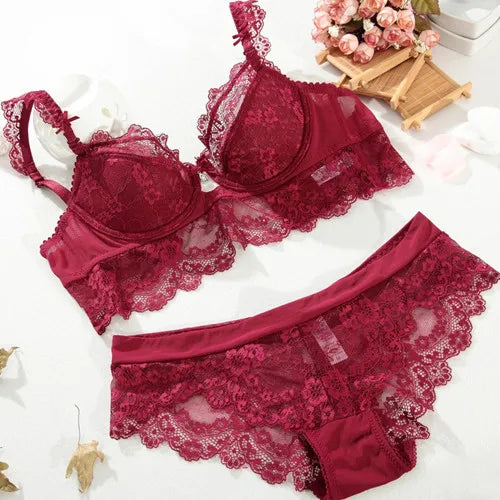 Varsbaby Women Sexy Lace Romantic Temptation Underwear Young Push Up Underwire Bra Sets