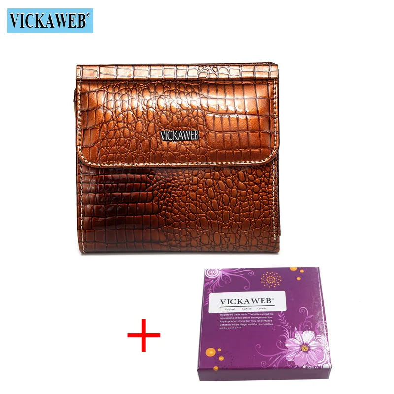 VICKAWEB Mini Wallet Women Genuine Leather Wallets Fashion Alligator Hasp Short Wallet Female Small Woman Wallets And Purses 209