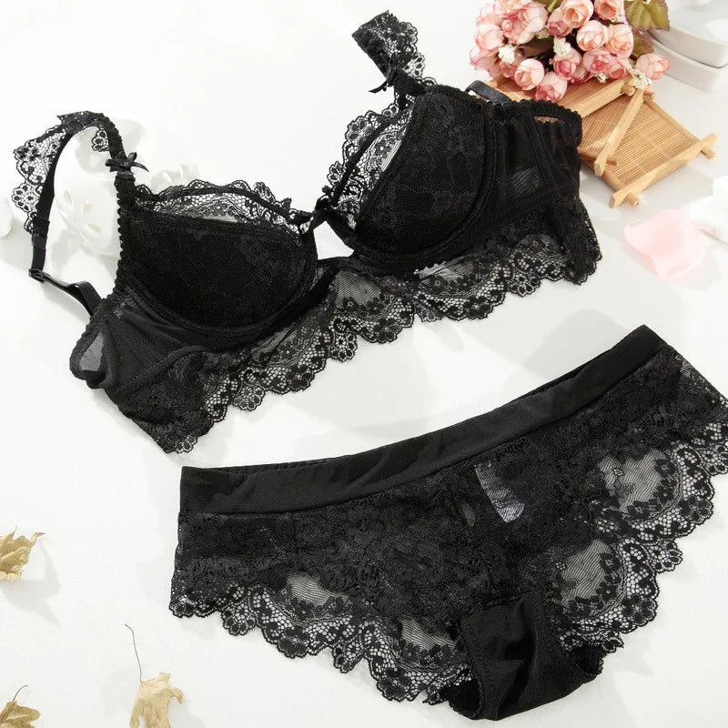 Varsbaby Women Sexy Lace Romantic Temptation Underwear Young Push Up Underwire Bra Sets