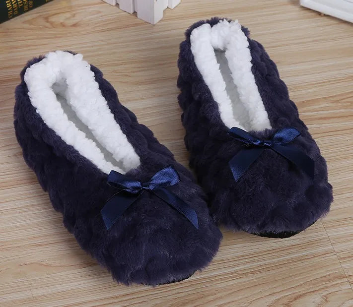 Mntrerm New Cute Indoor Home Slippers Warm Soft Plush Slippers Non-slip Indoor Fur Slippers Solid Color Cute Women Shoes