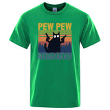 Pew Pew Madafakas Tshirt Men Short Sleeve Novelty Funny Cat T Shirt Cotton Oversize Tops Shirts Tee T-Shirt Crew Neck Streetwear