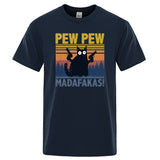 Pew Pew Madafakas Tshirt Men Short Sleeve Novelty Funny Cat T Shirt Cotton Oversize Tops Shirts Tee T-Shirt Crew Neck Streetwear