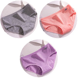 3Pcs/Set Candy Color Underwear Womens Comfortable High-quality Cotton Panties Mid-waist Breathable Underpanties Plus Size Briefs