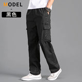 New Cargo Pants Men's Loose Straight Oversize Clothing Solid Grey Versatile Work Wear Black Joggers Cotton Casual Male Trousers