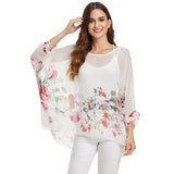 4XL 5XL 6XL Plus Size Blouse Shirt Women New Striped Print Summer Tops Tees Batwing Sleeve Casual Chiffon Blouses