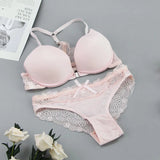 New Fashion Bralette Sexy Lingerie Seamless Push Up Bra Sets Front Closure Candy Color Underwear Women Small Size Brassiere