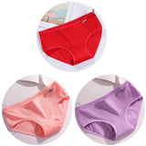 3Pcs/Set Candy Color Underwear Womens Comfortable High-quality Cotton Panties Mid-waist Breathable Underpanties Plus Size Briefs