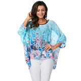 4XL 5XL 6XL Plus Size Blouse Shirt Women New Striped Print Summer Tops Tees Batwing Sleeve Casual Chiffon Blouses