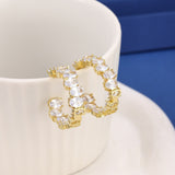 Geometric Inlaid Zircon C- Shaped Ear Ring Women