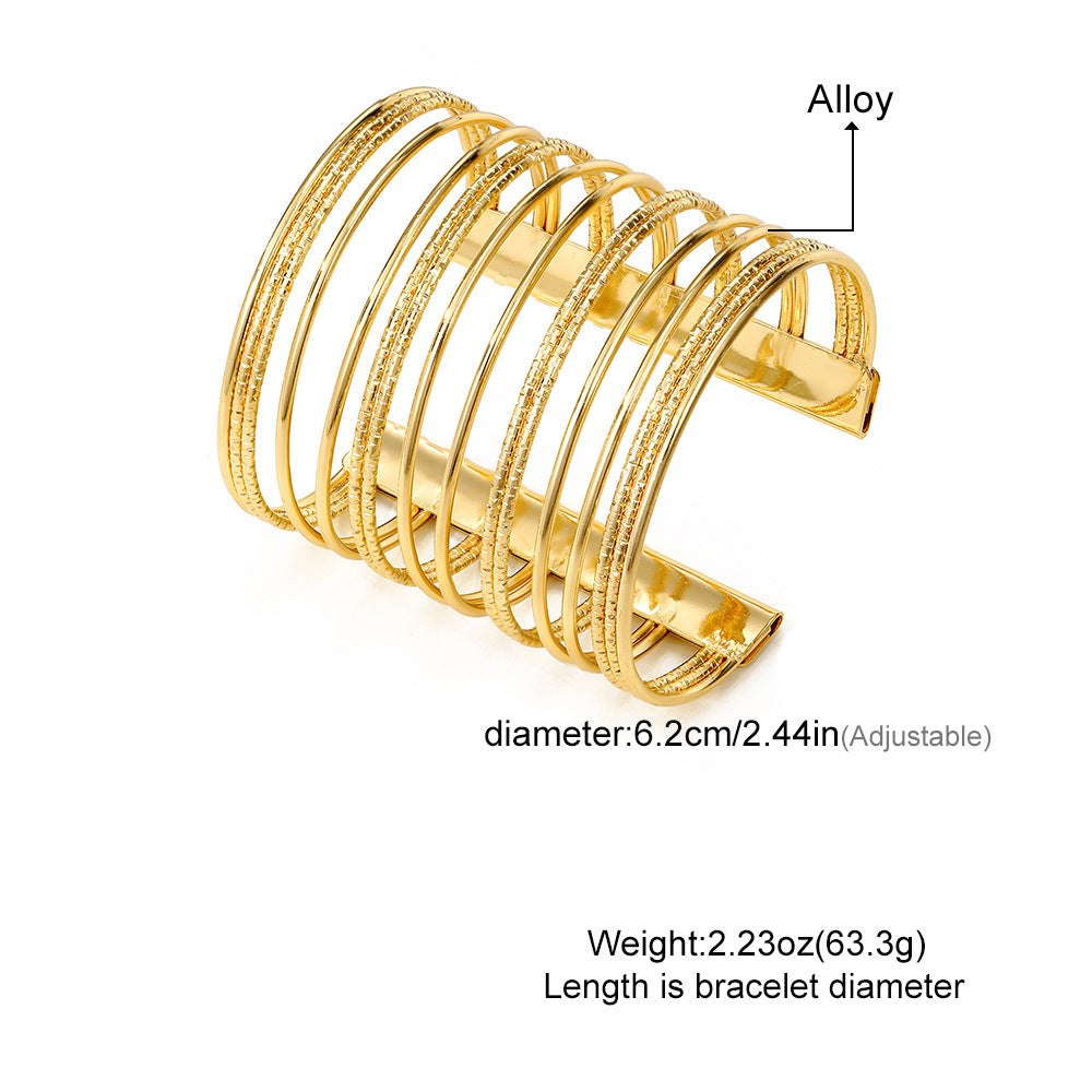 Fashion Exaggerated Multi-layer Frosted Open-end Bracelet