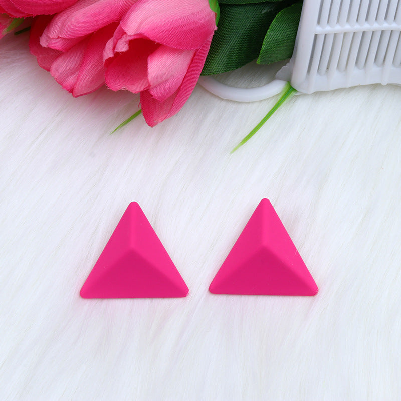 12 Color Triangle Three-dimensional Spray Paint Ear Studs