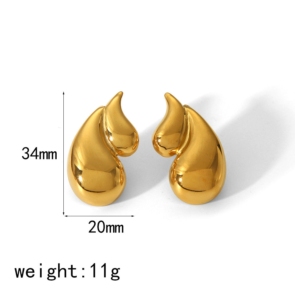 Women's 18K Double-layer Water Drop Stainless Steel Earrings