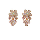 Delicate Super Shining Socialite Style Zircon Flower Eardrops Light Luxury Sterling Silver Needle