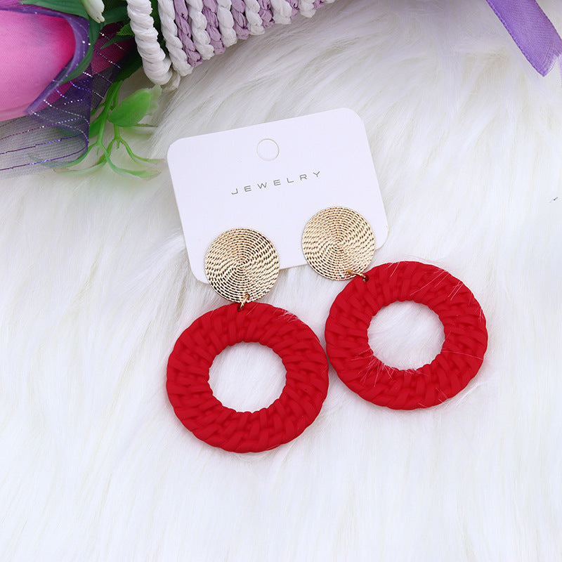 Bohemian Geometric Round Spray Paint Stud Earrings