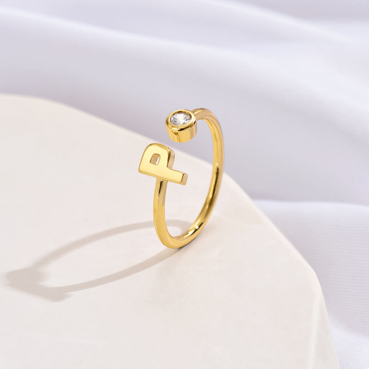 Simple Fashion Letter Zircon Ring