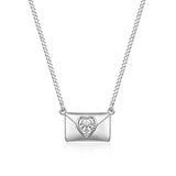 Fashion Simple Stainless Steel Love Letter Loving Heart Zircon Pendant Necklace