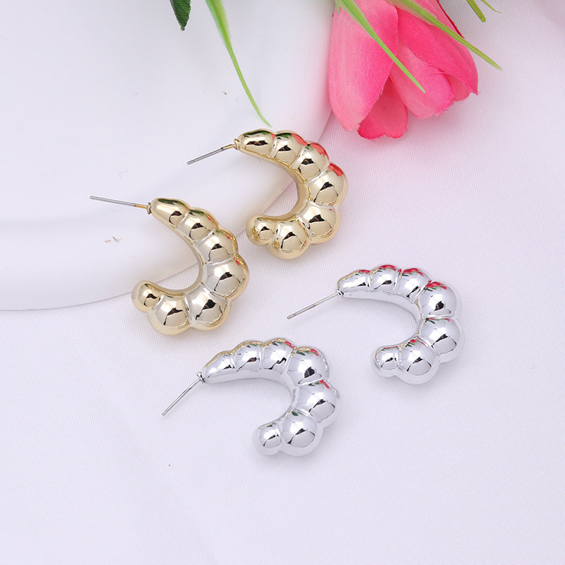 Electroplated Horn C- Ring Earrings High-grade Simple Acrylic