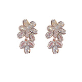 Delicate Super Shining Socialite Style Zircon Flower Eardrops Light Luxury Sterling Silver Needle