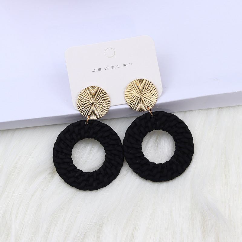 Bohemian Geometric Round Spray Paint Stud Earrings