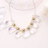 Electroplated Seven Colorful Water Drop Pendant Fashion Simple Aurora Necklace