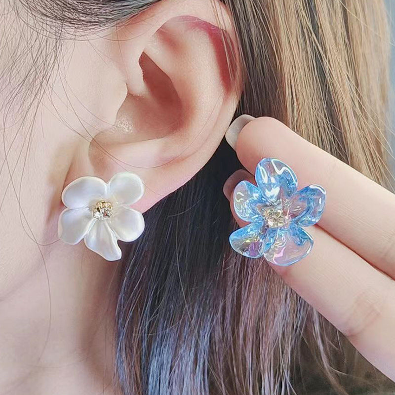 Irregular Colorful Transparent Small Flower Acrylic Earrings