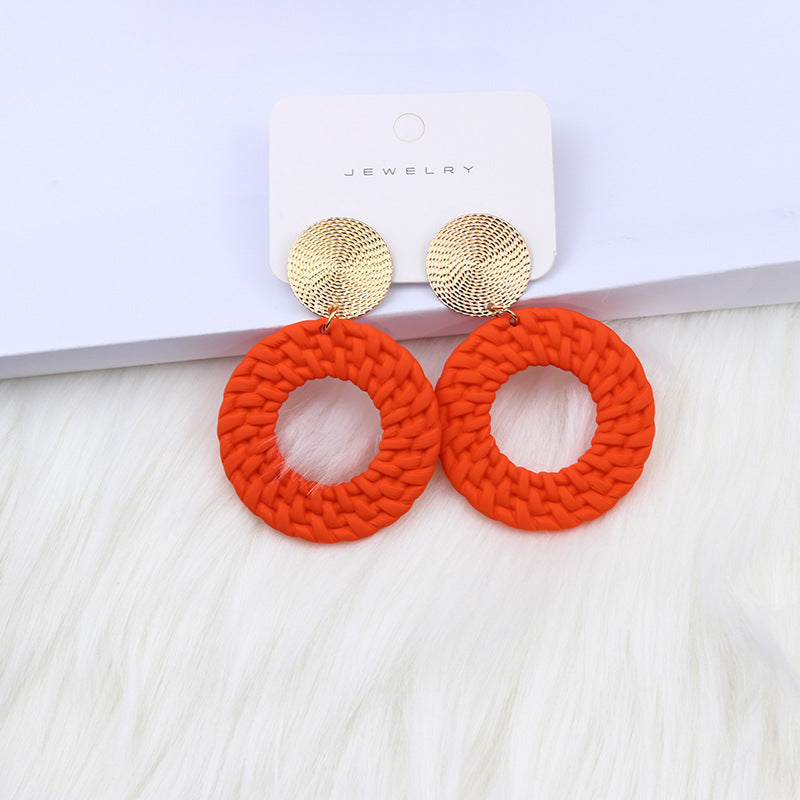 Bohemian Geometric Round Spray Paint Stud Earrings