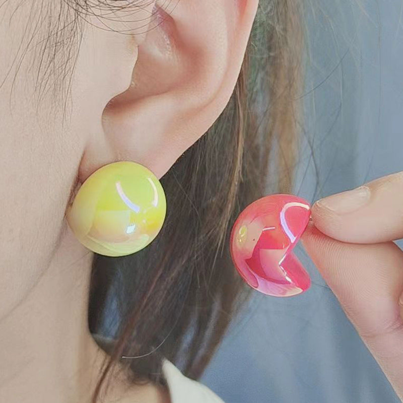 Summer Fashion Magic Color Bean-shaped Stud Earrings