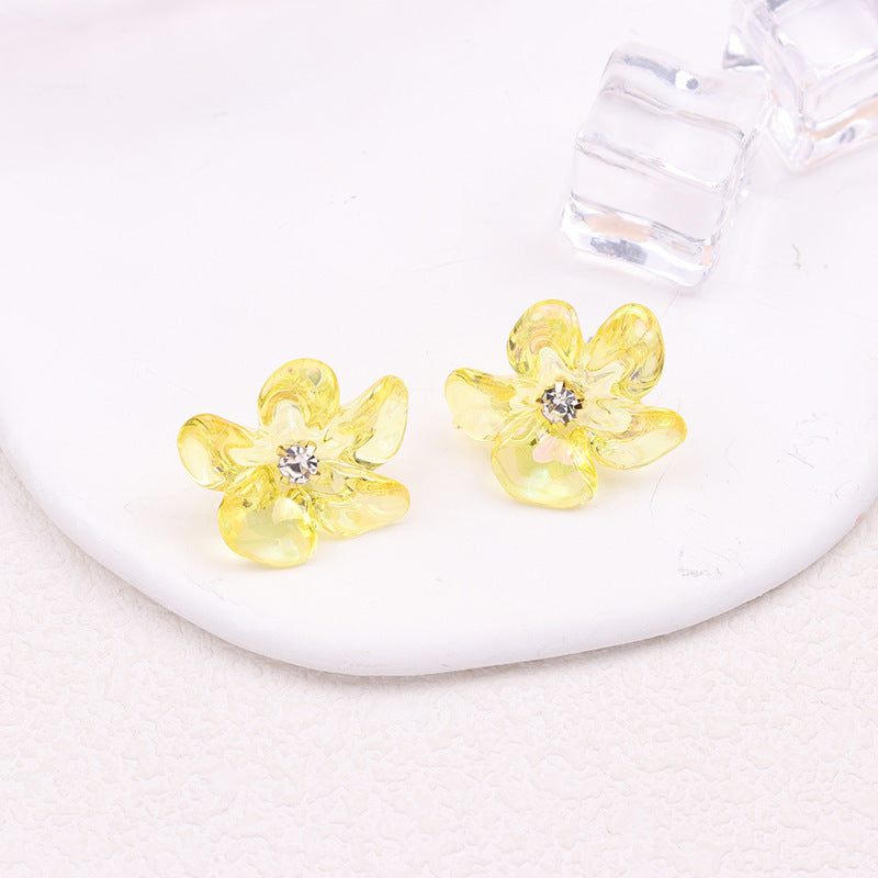 Irregular Colorful Transparent Small Flower Acrylic Earrings