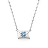 Fashion Simple Stainless Steel Love Letter Loving Heart Zircon Pendant Necklace