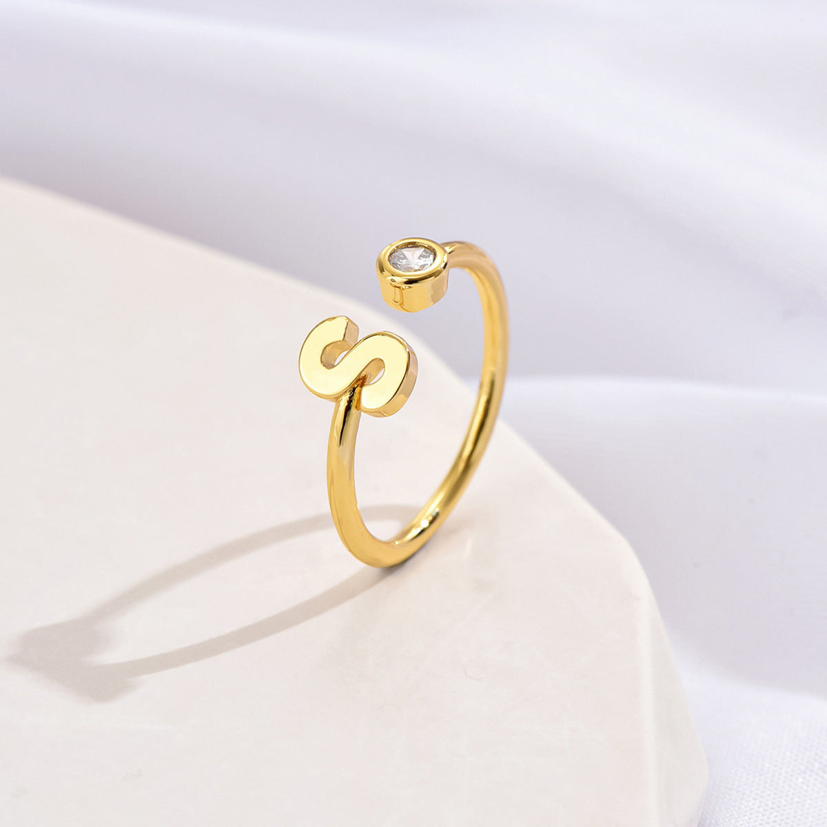 Simple Fashion Letter Zircon Ring