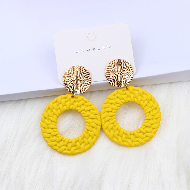 Bohemian Geometric Round Spray Paint Stud Earrings