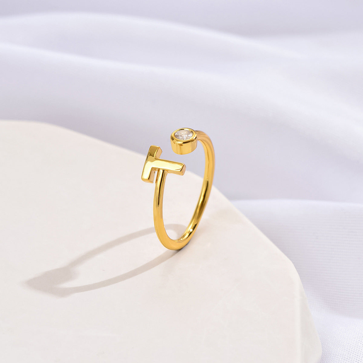 Simple Fashion Letter Zircon Ring