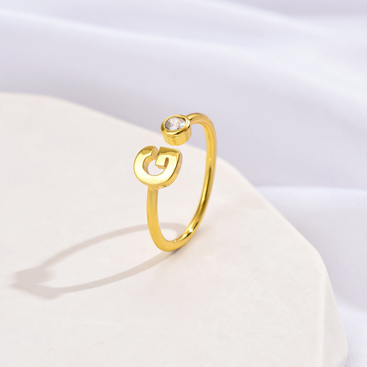 Simple Fashion Letter Zircon Ring