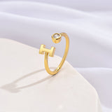 Simple Fashion Letter Zircon Ring